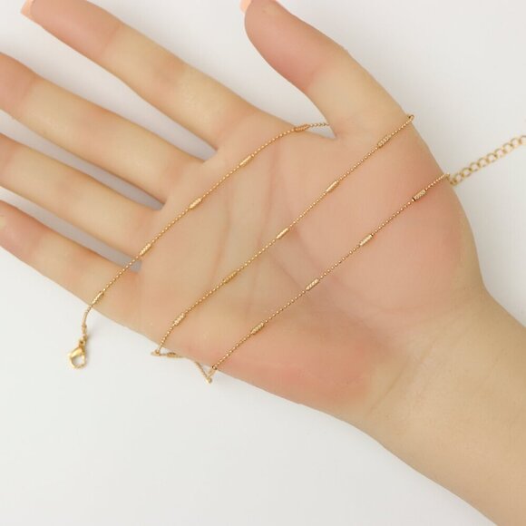 "Rose Gold Plated Beaded Necklace with Adjustable Chain, XPNL0200 - Picture 2 of 13